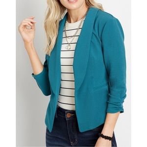 🔥NWT🔥 Maurice’s Teal Open Front Blazer with 3/4 length, Cinched Sleeves